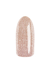 EzFlow TruGEL Bottle Service previewed on fake nail featuring its nude glitter acrylic finish